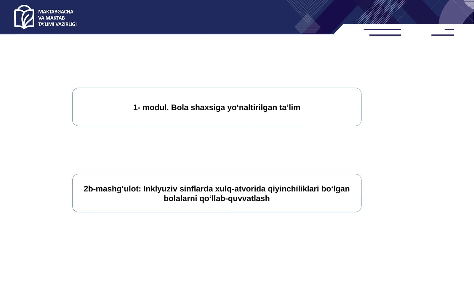 Bola shaxsiga yoʻnaltirilgan ta’lim. Inklyuziv sinflarda xulq-atvorida qiyinchiliklari bo‘lgan bolalarni qo‘llab-quvvatlash