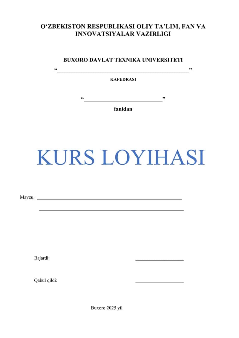 Kurs ishi shablon