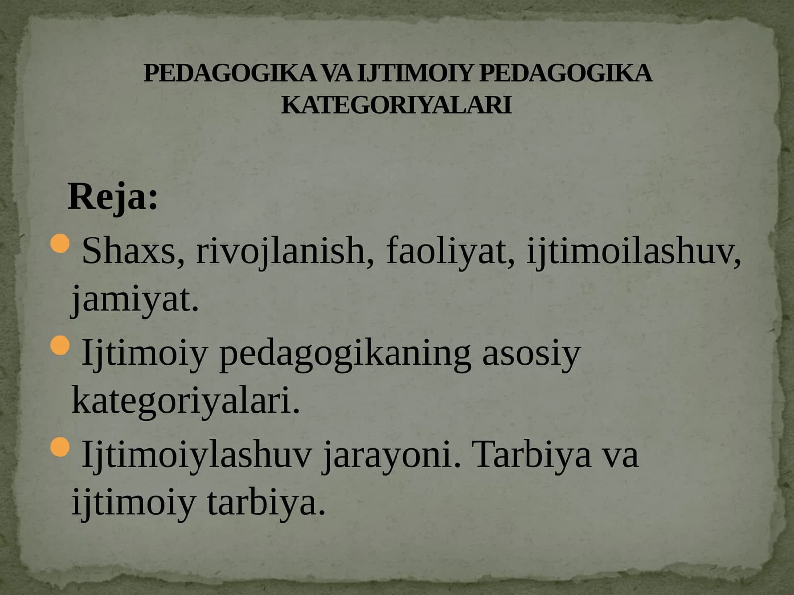 Pedagogika va Ijtimoiy Pedagogika Kategoriyalari