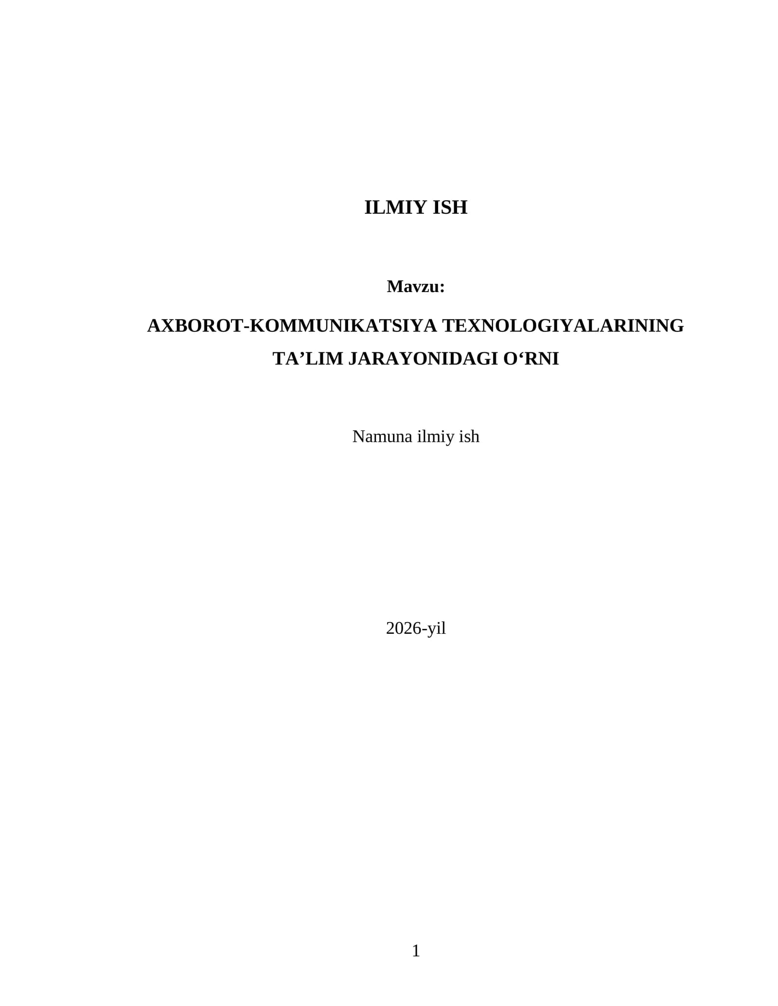 Ilmiy ish tayyorlash va rasmiylashtirish xizmati