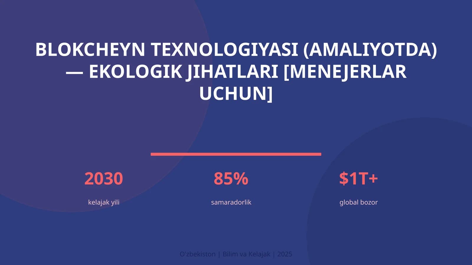 Blokcheyn texnologiyasi (amaliyotda) — ekologik jihatlari [menejerlar uchun]