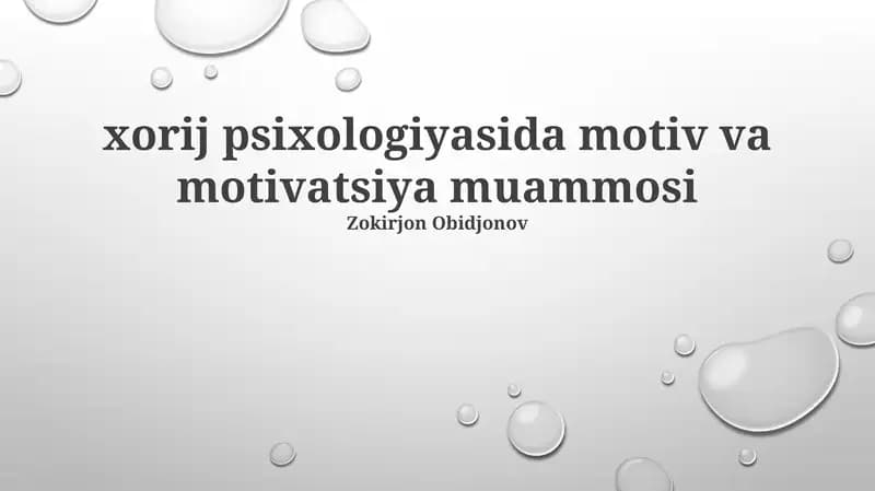 Motiv va Motivatsiya Muammosi