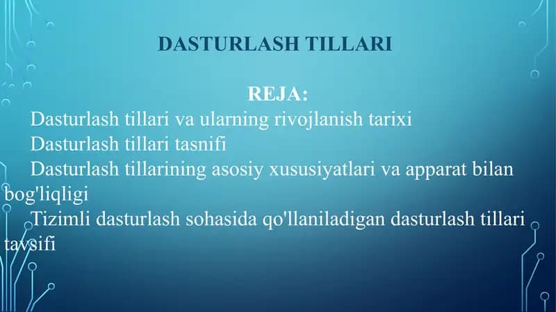 Dasturlash Tillari