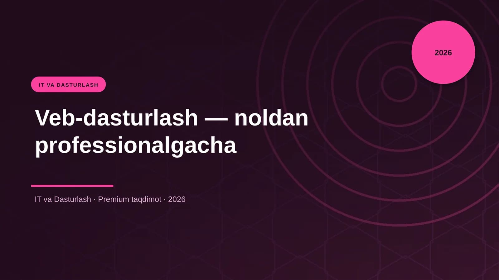 Veb-dasturlash — noldan professionalgacha