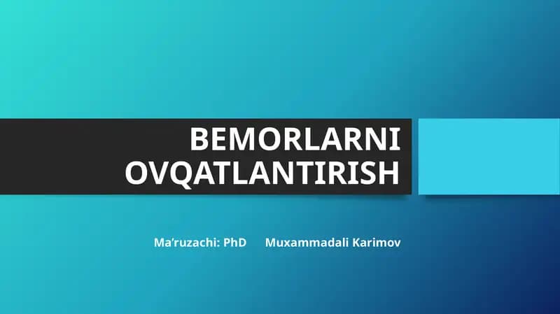 BEMORLARNI OVQATLANTIRISH