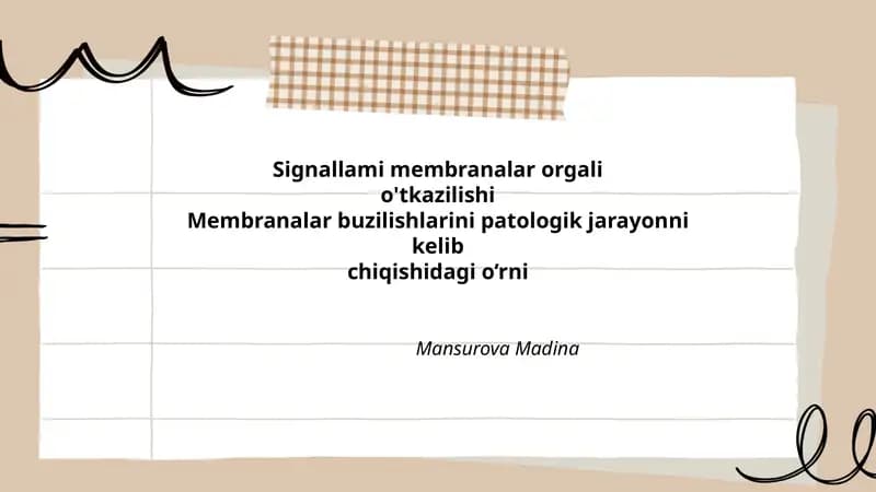 Signallami membranalar orgali o'tkazilishi