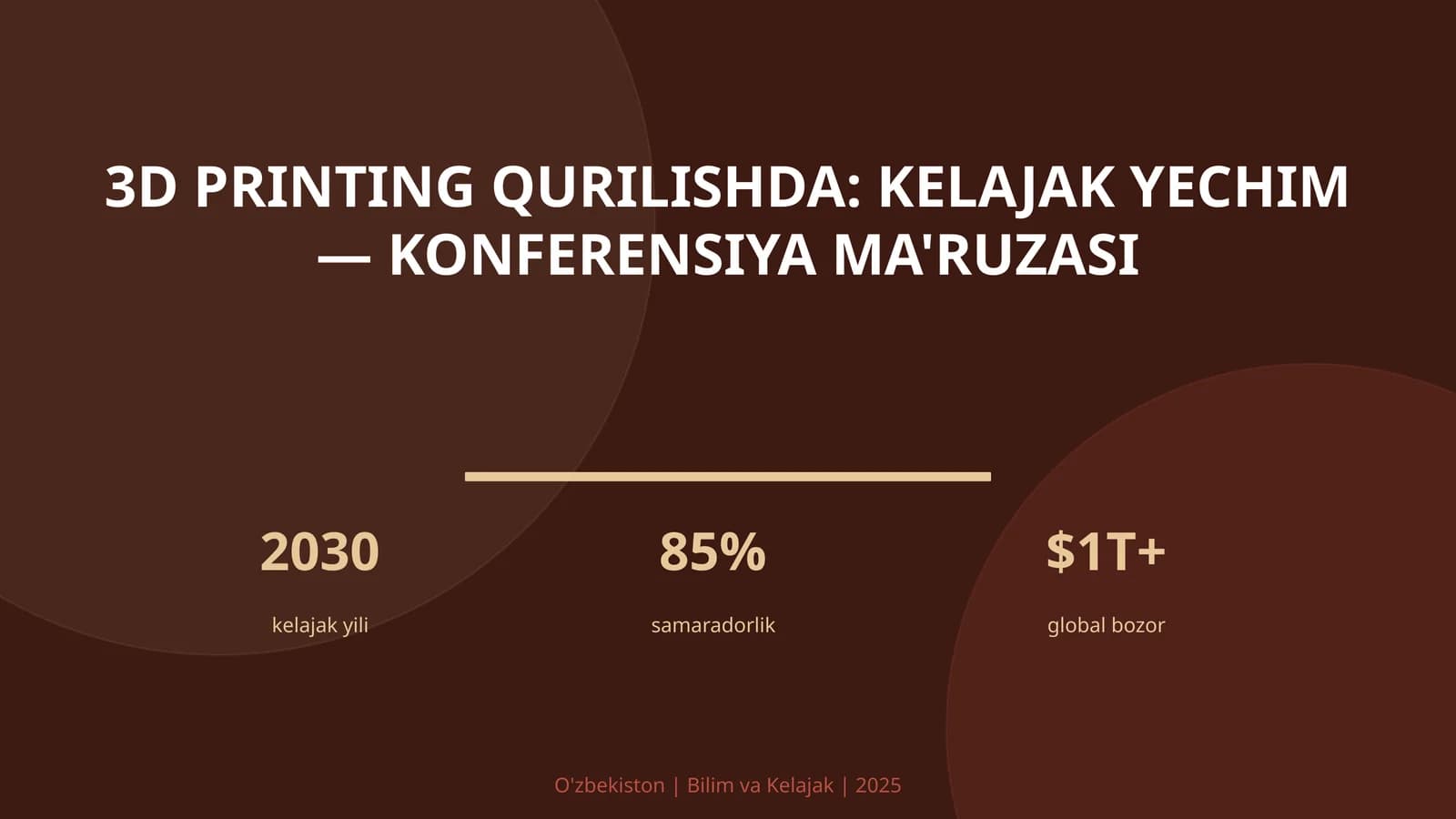 3D printing qurilishda: kelajak yechim — konferensiya ma'ruzasi