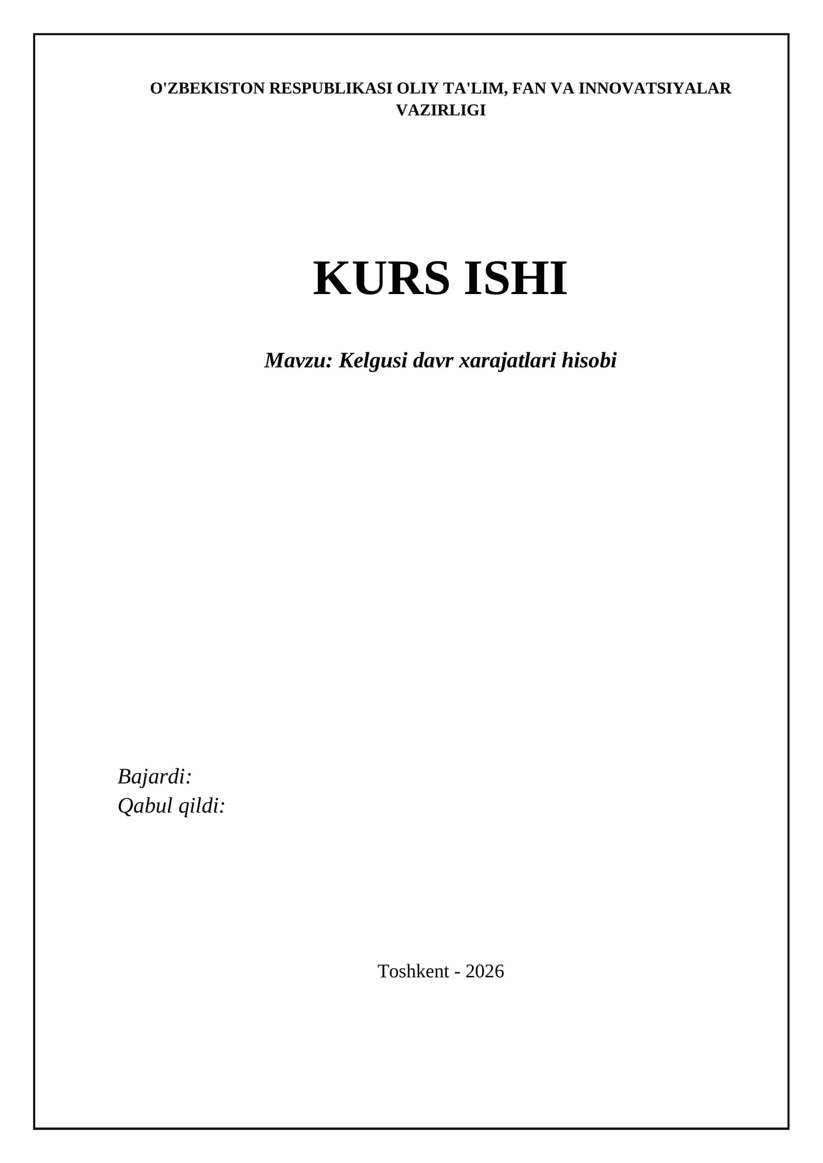 Kelgusi davr xarajatlari hisobi