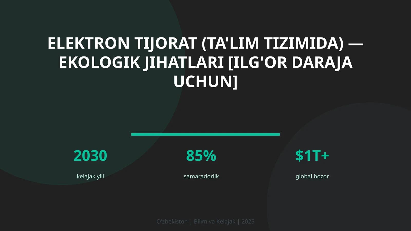 Elektron tijorat (ta'lim tizimida) — ekologik jihatlari [ilg'or daraja uchun]