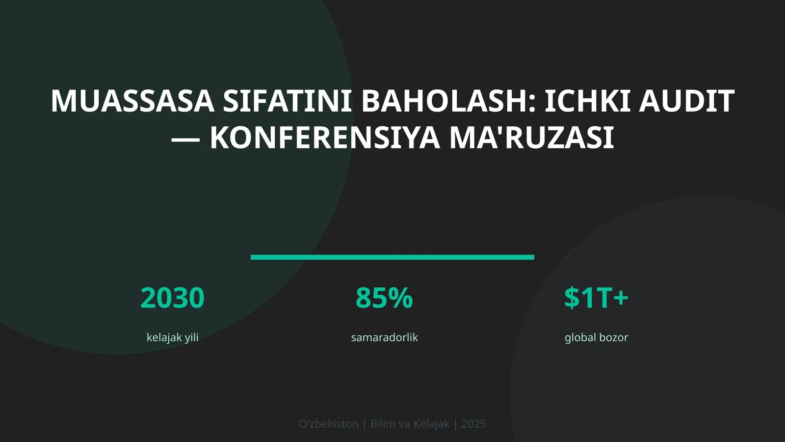Muassasa sifatini baholash: ichki audit — konferensiya ma'ruzasi