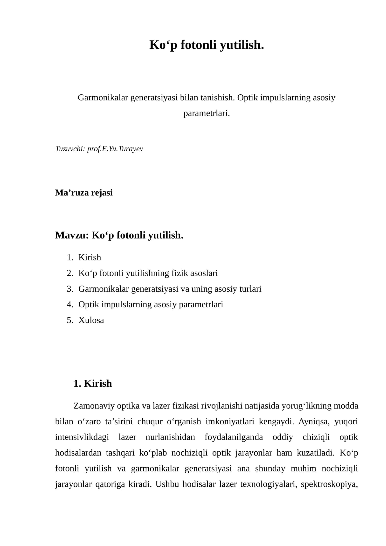 Ko‘p fotonli yutilish