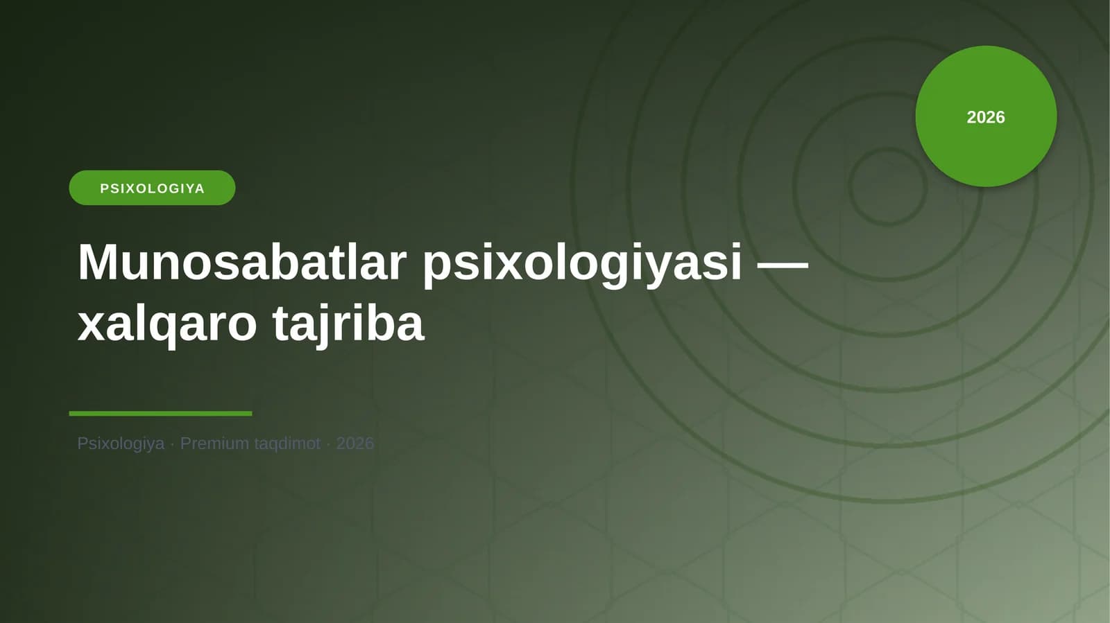 Munosabatlar psixologiyasi — xalqaro tajriba