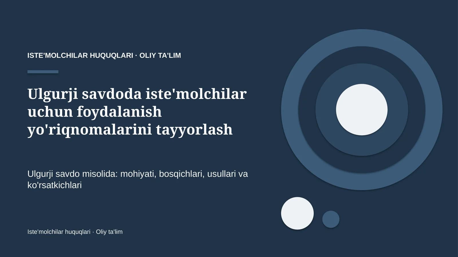 ulgurji savdoda iste'molchilar uchun foydalanish yo'riqnomalarini tayyorlash 7103