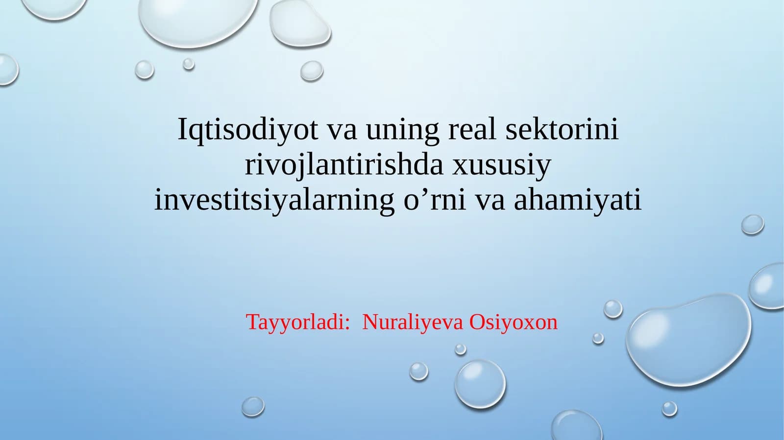 Xususiy investitsiyalar mazmuni