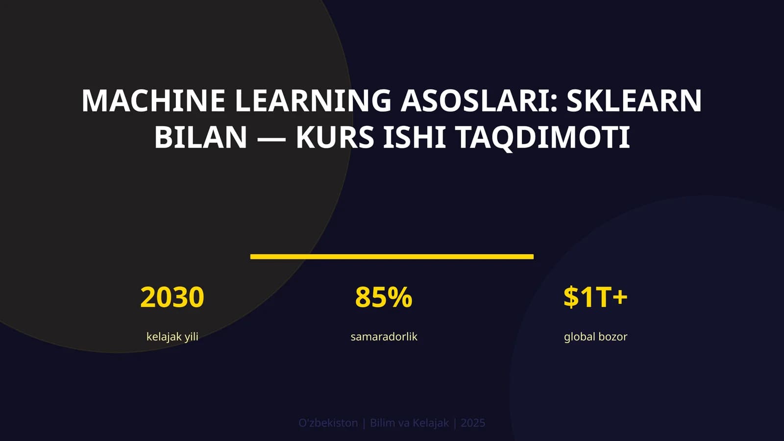 MACHINE LEARNING ASOSLARI: SKLEARN BILAN — KURS ISHI TAQDIMOTI