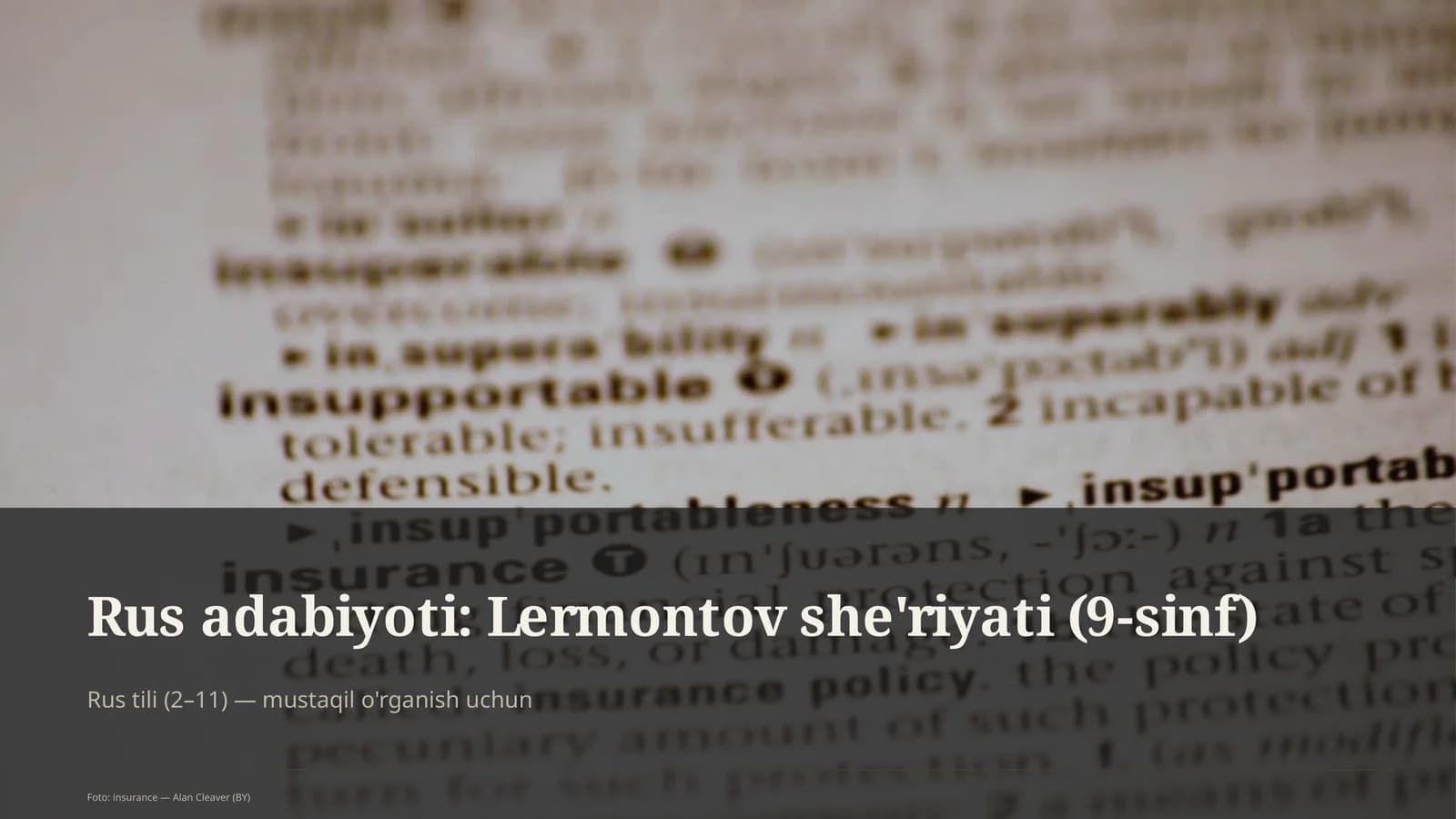 Rus adabiyoti: Lermontov she'riyati (9-sinf)