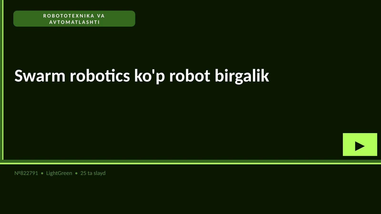 ROBOTOTEXNIKA VA AVTOMATLASHTI