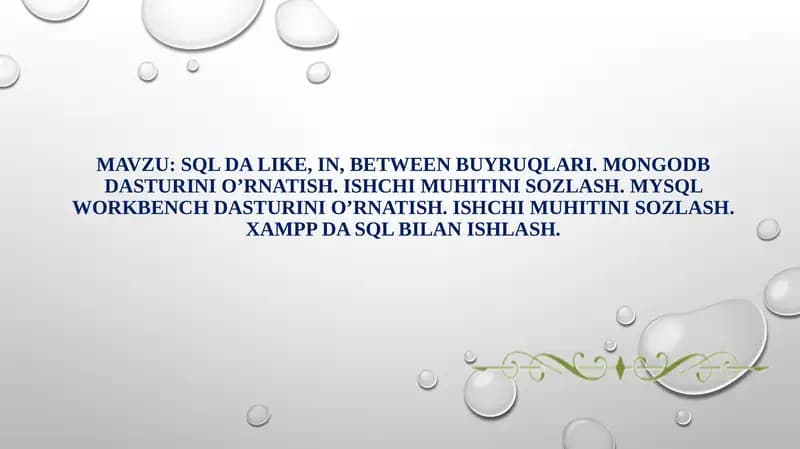 SQL da LIKE, IN, BETWEEN buyruqlari