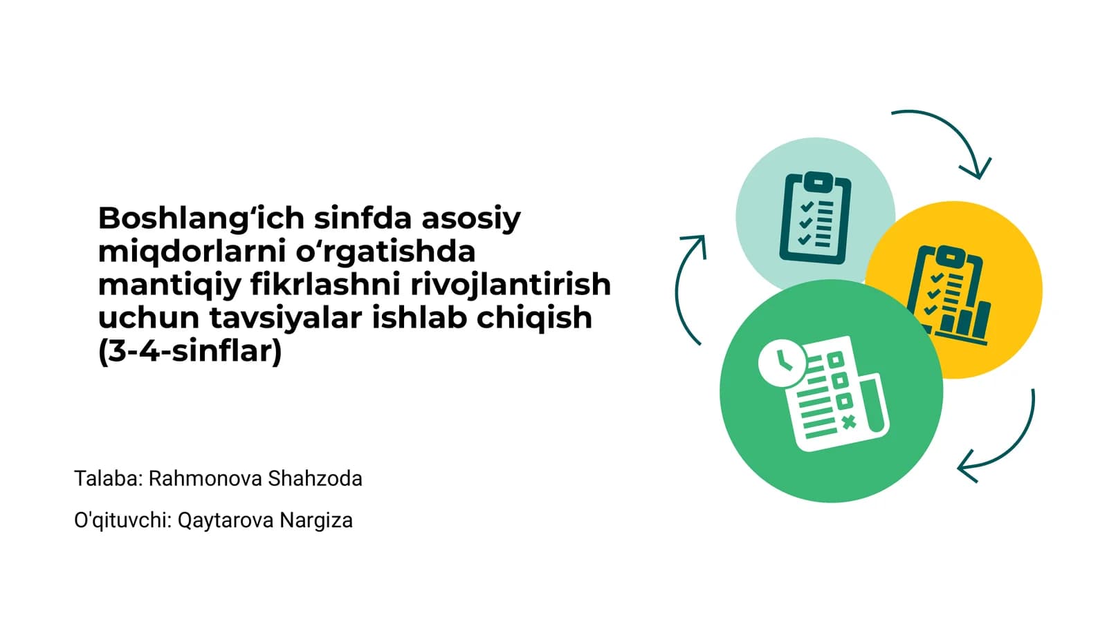 Mantiqiy fikrlashni rivojlantirish uchun tavsiyalar ishlab chiqish (3-4-sinflar)