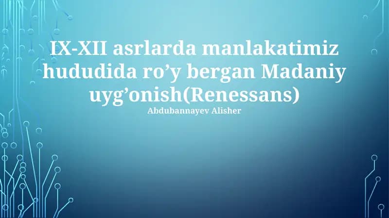 Madaniy uyg'onish(Renessans)