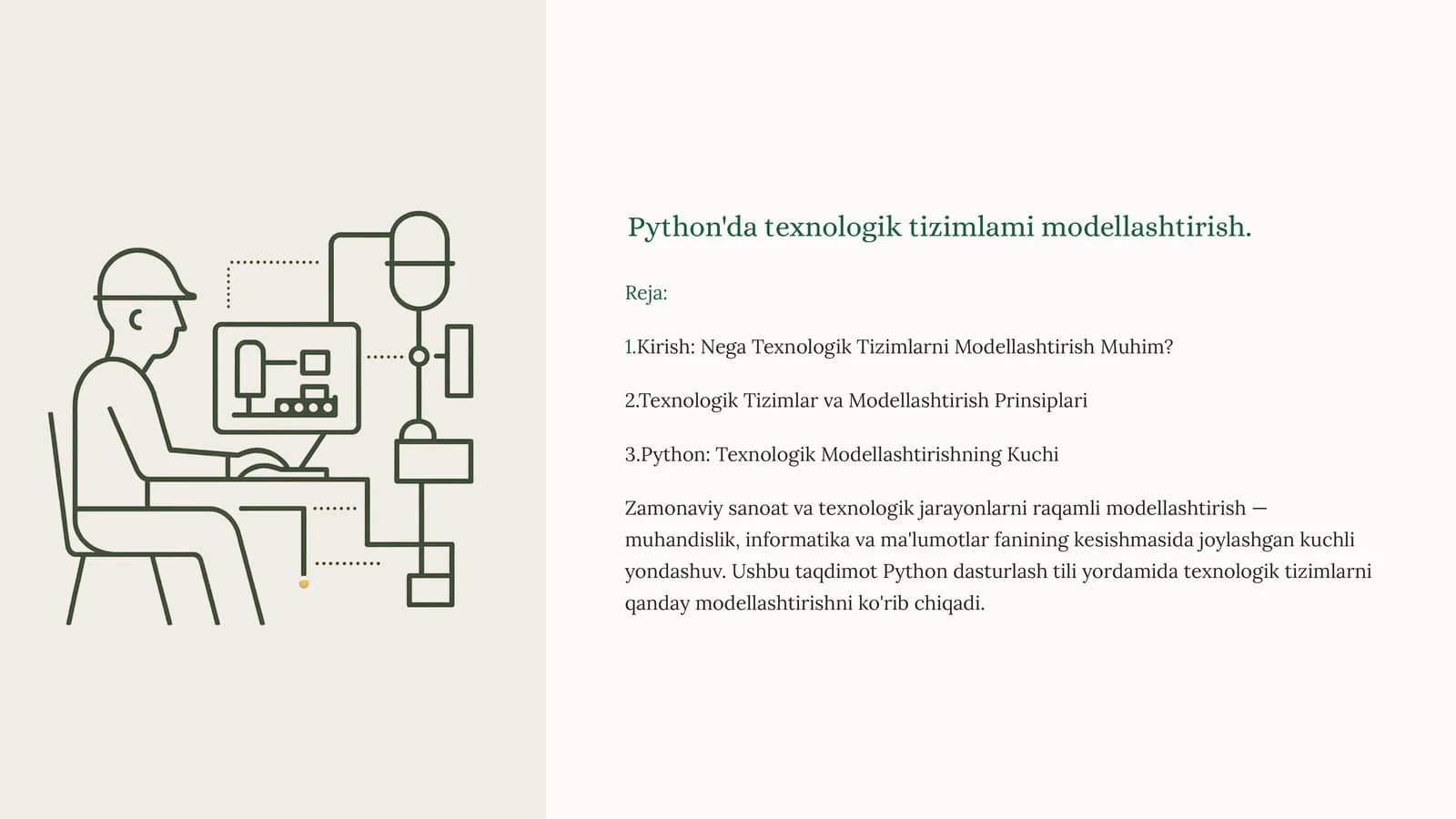 Python: Texnologik Tizimlarni Modellashtirish