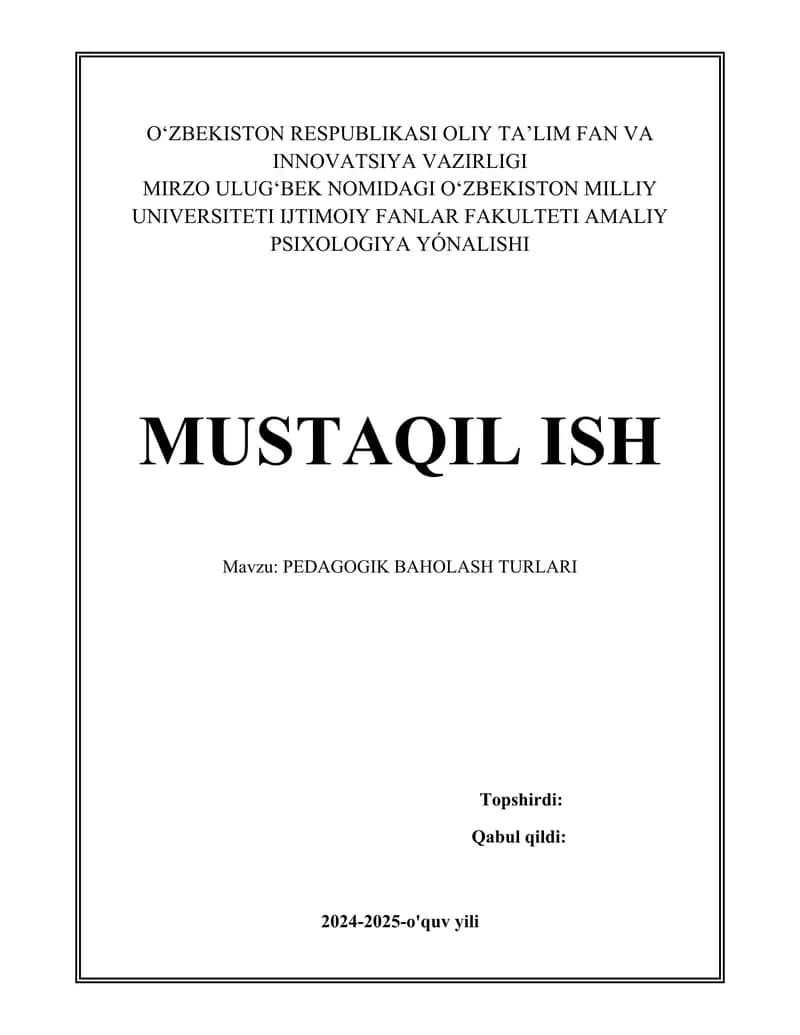 PEDAGOGIK BAHOLASH TURLARI