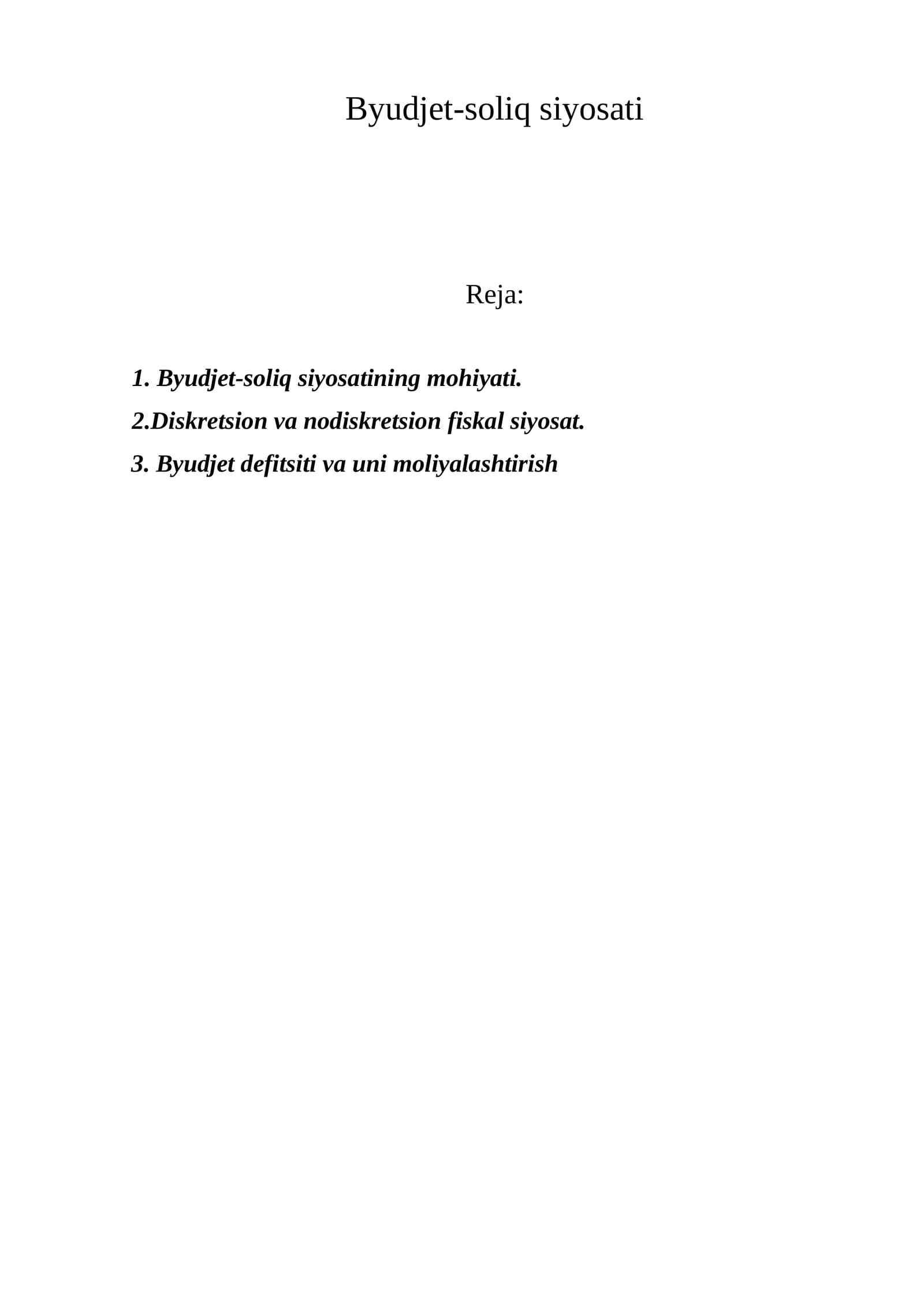 Byudjet-soliq siyosati