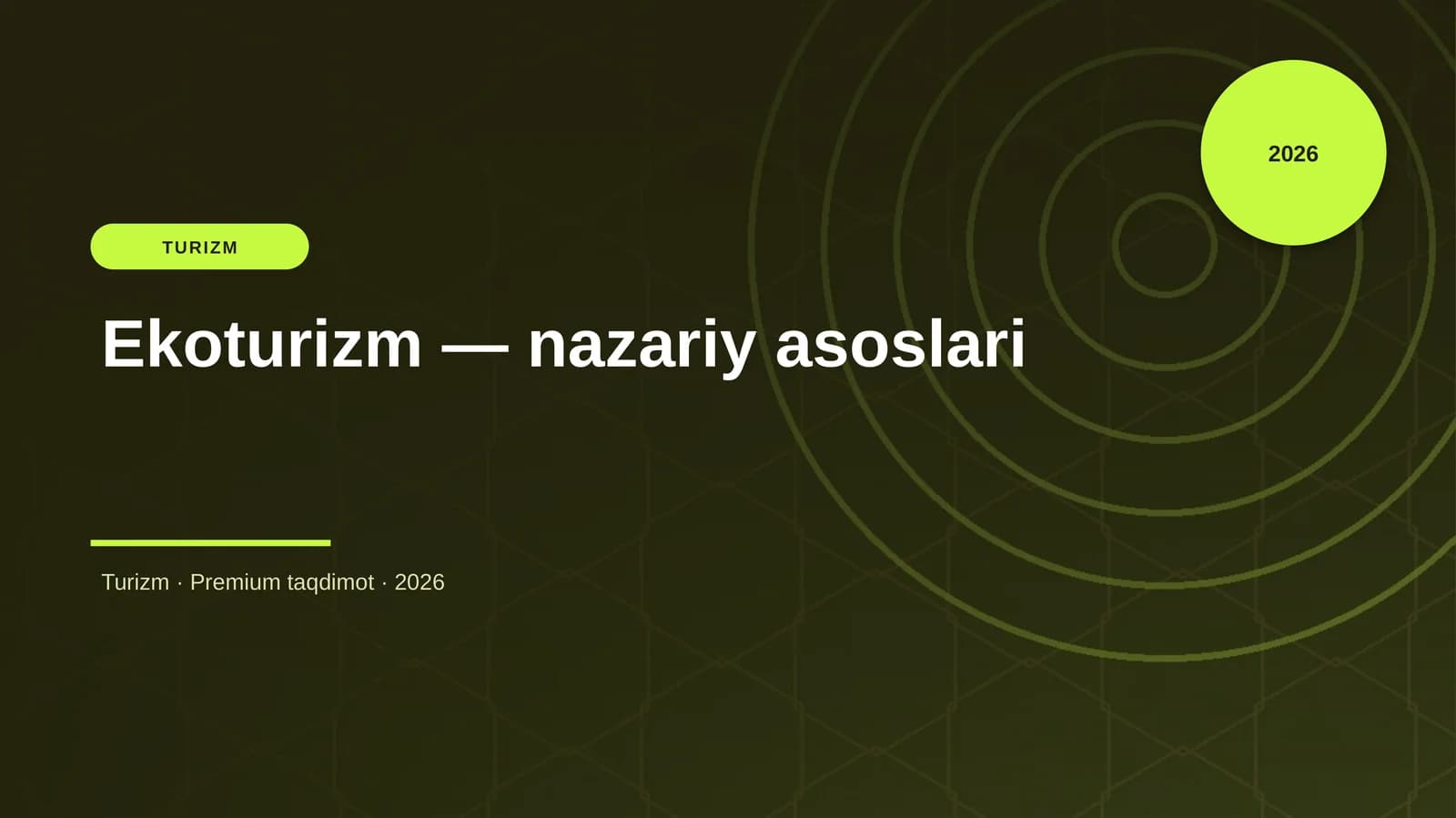 Ekoturizm — nazariy asoslari