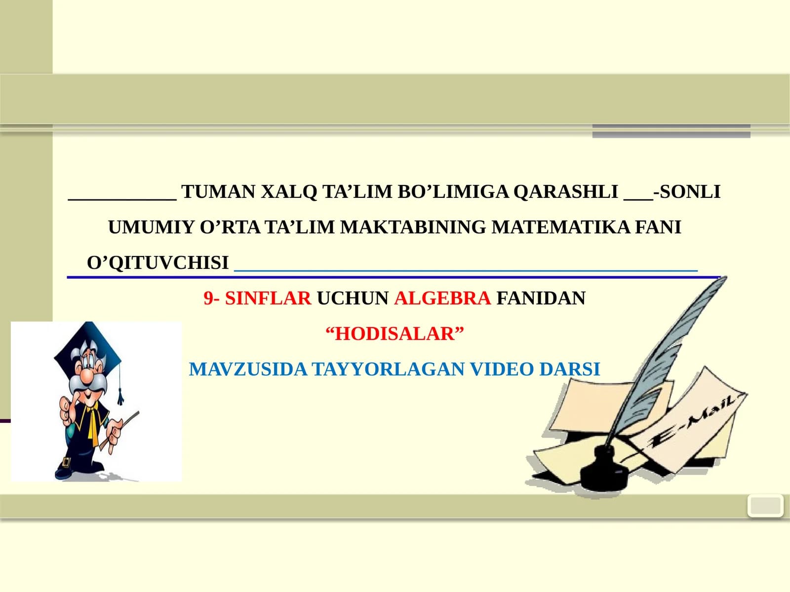 Ehtimolliklar nazariyasi va matematik statistika elementlari