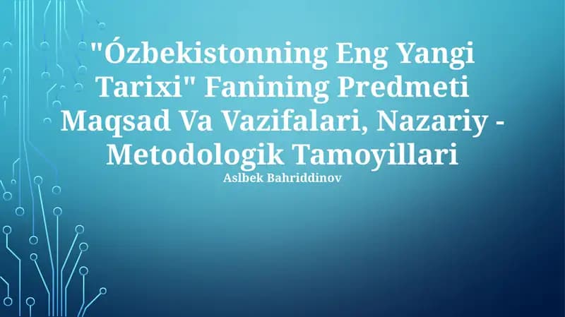 Ózbekistonning Eng Yangi Tarixi
