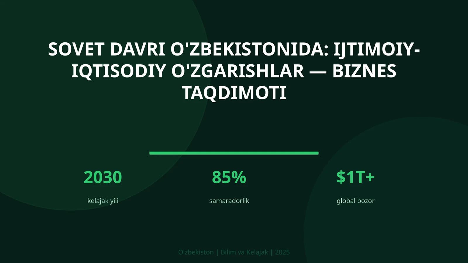 Sovet Davri O'zbekistonida: Ijtimoiy-iqtisodiy O'zgarishlar — Biznes Taqdimoti
