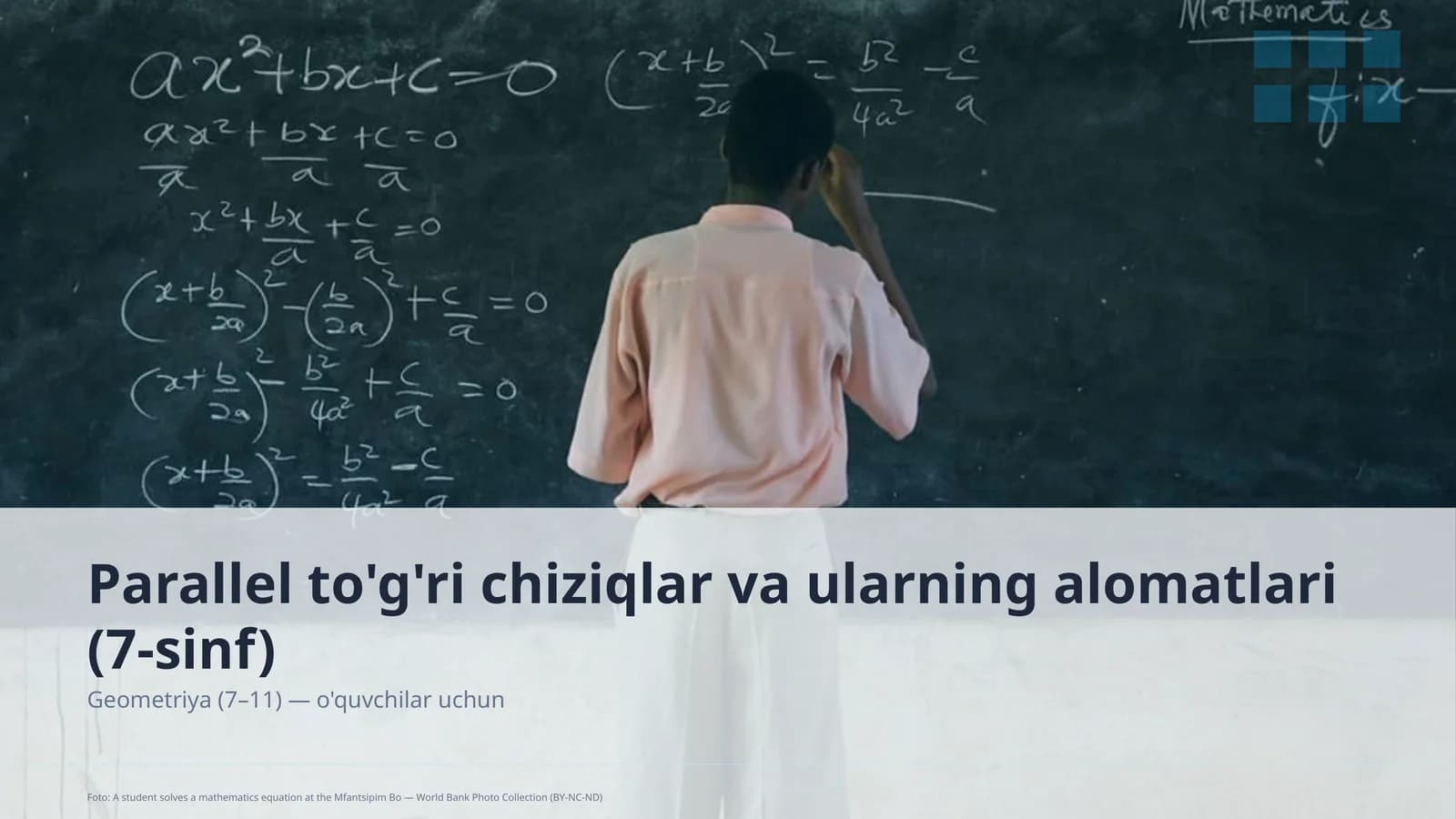 Parallel to'g'ri chiziqlar va ularning alomatlari (7-sinf)