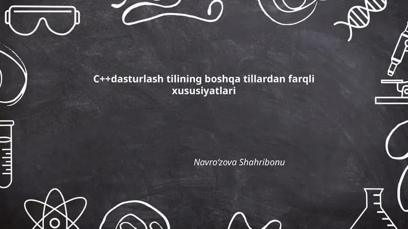C++dasturlash tilining boshqa tillardan farqli xususiyatlari