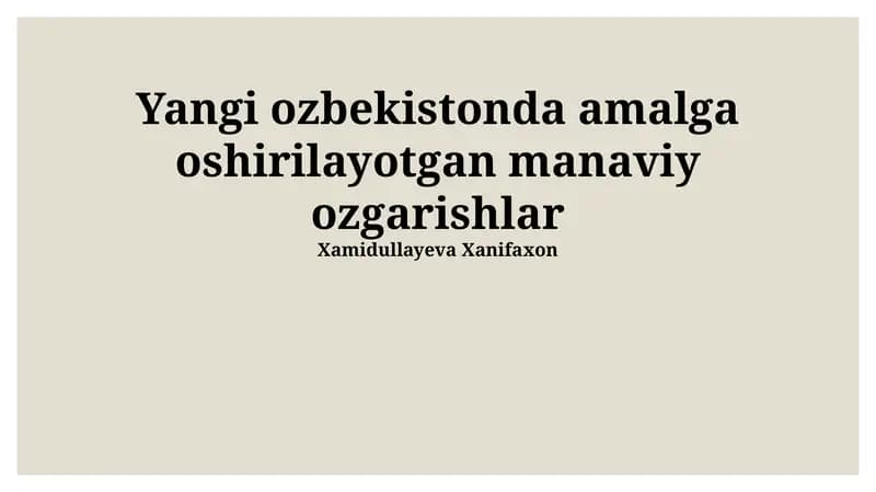 Ma'naviy yangilanishning asosiy yo'nalishlari