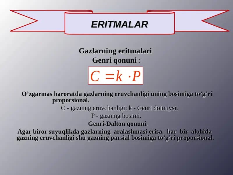 Gazlarning eritmalari