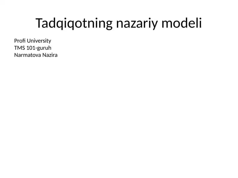 Tadqiqotning nazariy modeli