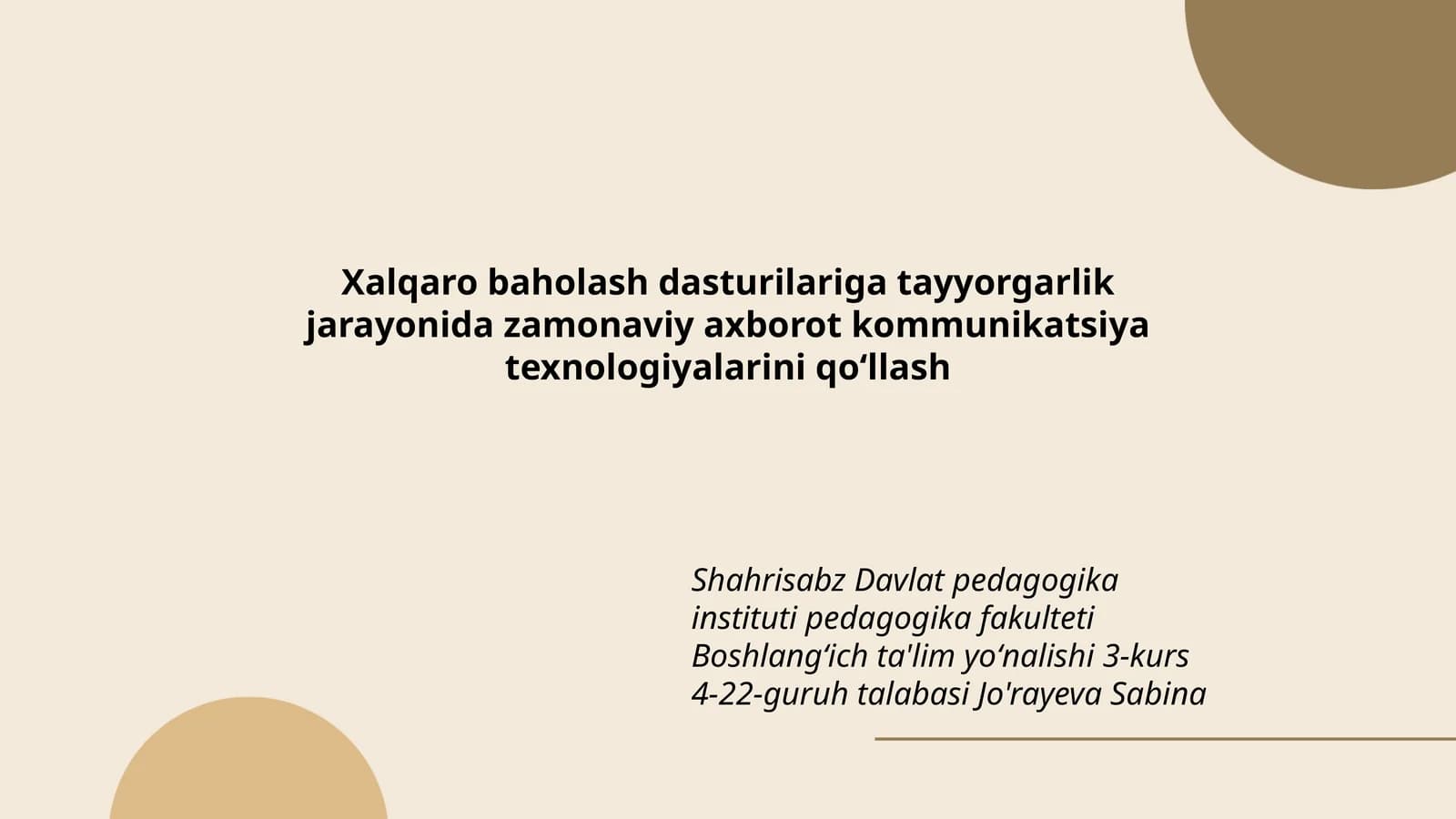 Xalqaro baholash dasturilariga tayyorgarlik jarayonida zamonaviy axborot kommunikatsiya texnologiyalarini qoʻllash