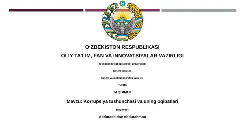 Korrupsiya tushunchasi va uning oqibatlari