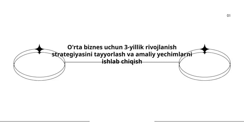 O'rta biznes uchun 3-yillik rivojlanish strategiyasini tayyorlash va amaliy yechimlarni ishlab chiqish