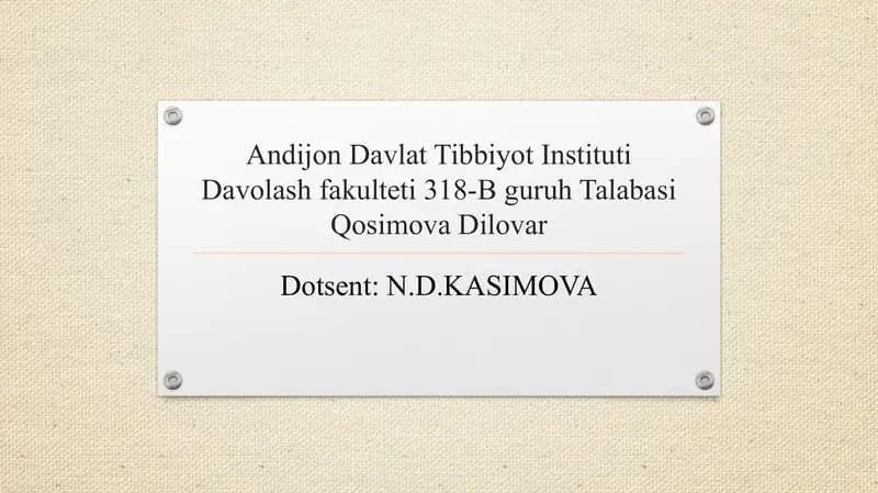 Asosiy klinik sindromlar. Koronar tomir yetishmovchiligi sindromi: Yurakning ishemik kasalligi (YuIK) haqida tushuncha. Stenokardiya tasnifi. Turg‘un zo‘riqish stenokardiyasi simptomatologiyasi. Miokard infarkti simptomatologiyasi. Qon aylanish yetishmovchiligi sindromi. Yurak astmasi, o‘pka shishi. Diagnostika. Davolash asosiy prinsiplari. Yurak qon - tomir kasalliklarida qo’shimcha tonlar. Yurak shovqinlari, hosil bo’lish mexanizmi