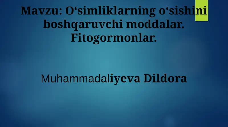 Oʻsimliklarning oʻsishi va rivojlanishi