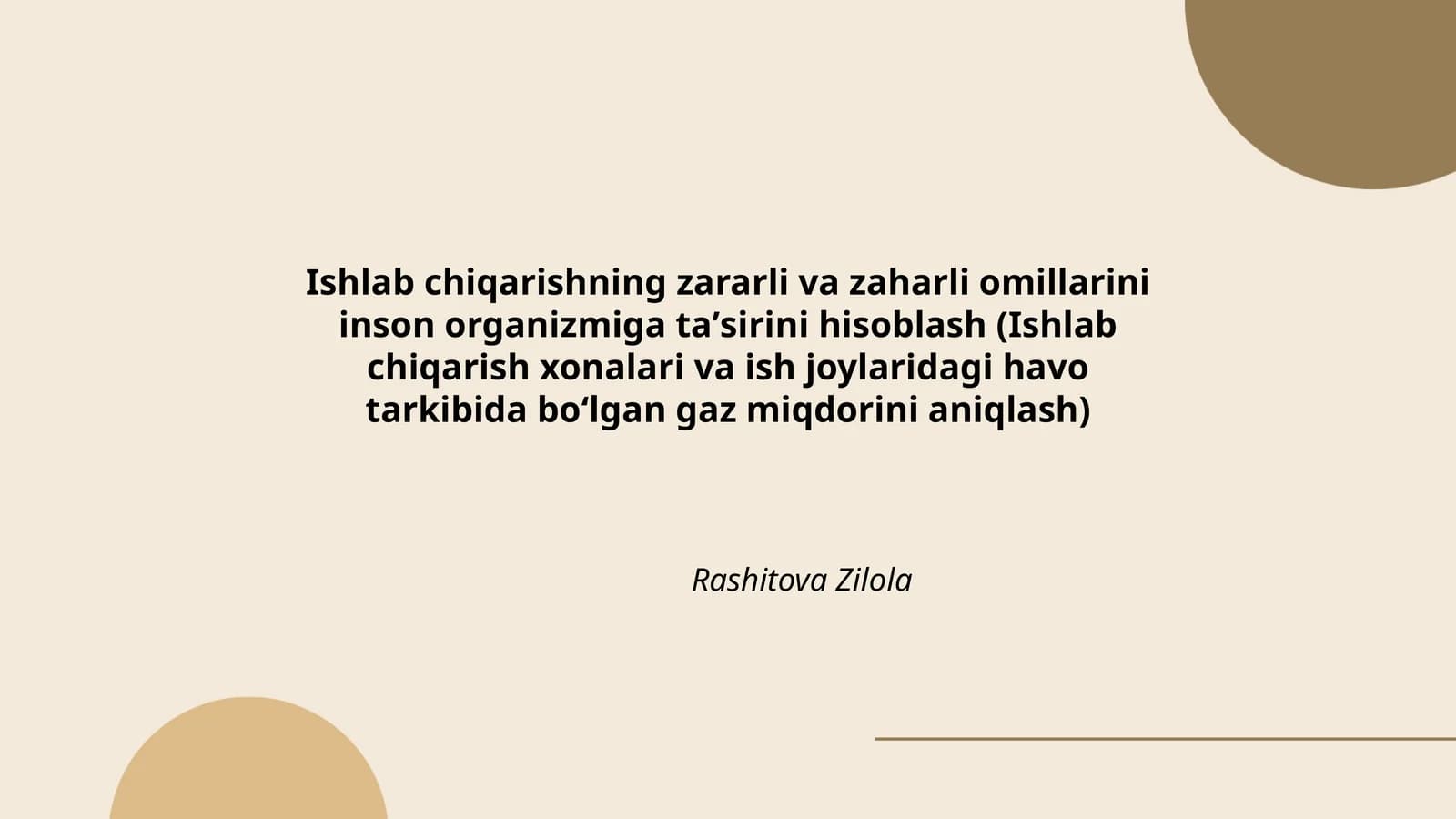 Ishlab chiqarishning zararli va zaharli omillarini inson organizmiga taʼsirini hisoblash
