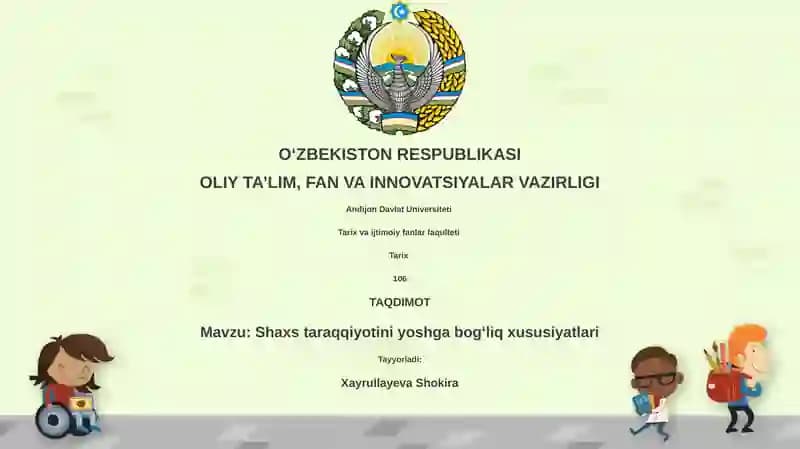 Shaxs taraqqiyotini yoshga bogʻliq xususiyatlari
