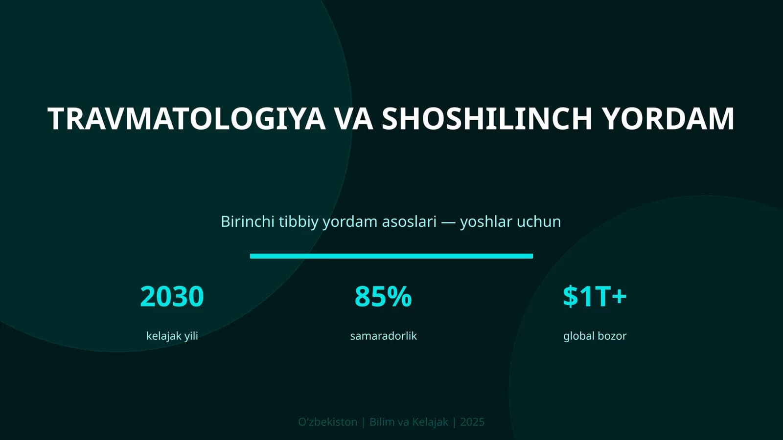 TRAVMATOLOGIYA VA SHOSHILINCH YORDAM