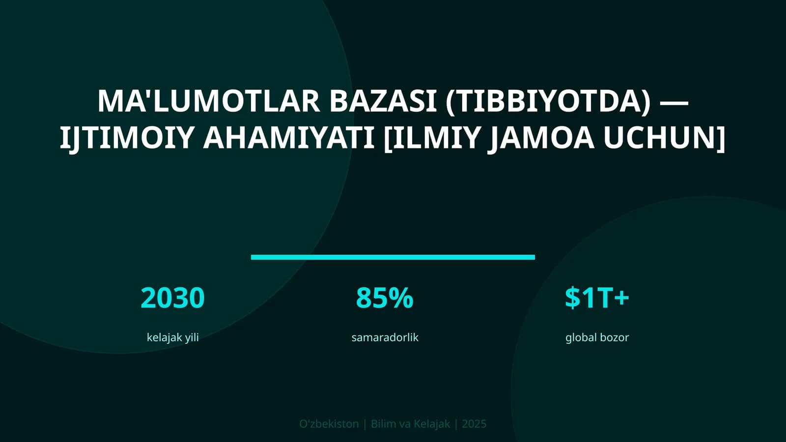 Ma'lumotlar bazasi (tibbiyotda) — ijtimoiy ahamiyati [ilmiy jamoa uchun]