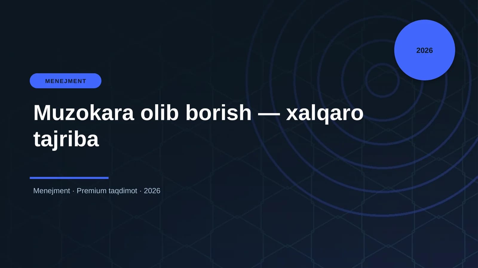 Muzokara olib borish — xalqaro tajriba