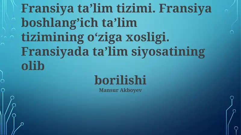 Fransiya ta'lim tizimi