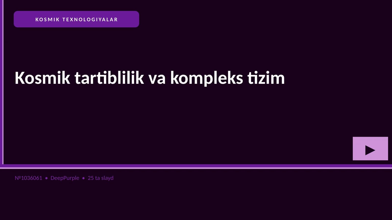 Kosmik tartiblilik va kompleks tizim