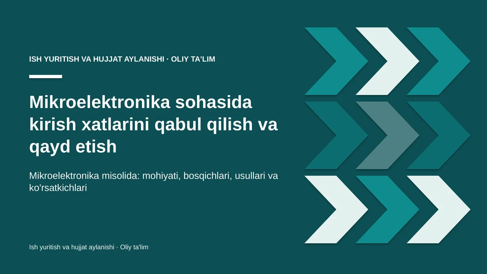 mikroelektronika sohasida kirish xatlarini qabul qilish va qayd etish 8674