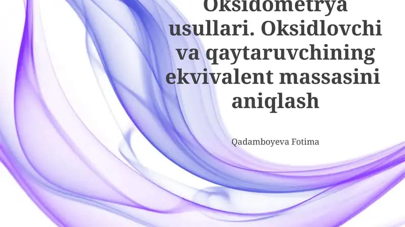 Oksidometrya usullari